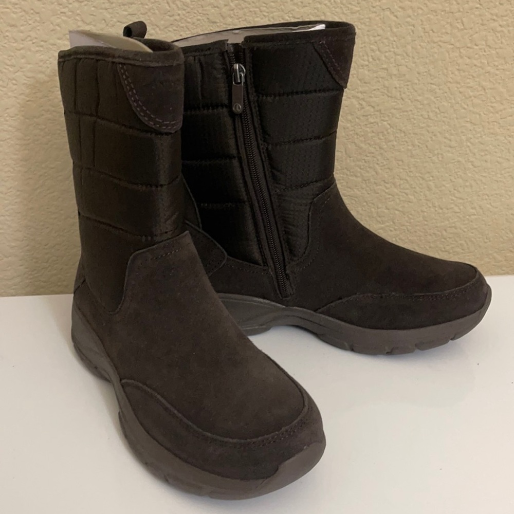 Lands’ End Suede Quilt All Weather Boots Brown 7
